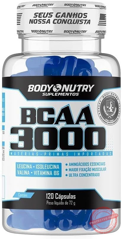 BCAA 3000 120 Capsulas Aminoacidos Essenciais Enriquecido com vitamina B6 Sem Sabor Ultra Concentrado Rapida Absorção Importado Original