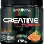 Creatine Turbo BlackSkull - Creatina Monohidratada em pó, com carboidrato para melhor absorção e performance (300g Pote, Laranja)
