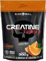 Creatine Turbo BlackSkull - Creatina Monohidratada em pó, com carboidrato para melhor absorção e performance (300g Refil, Laranja)