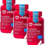 Magnésio Quelato Trio, Dimalato, Bisglicinato e Taurato com Vitamina B6 350mg Vhita 60 Cápsulas (3 unidades)