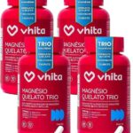 Magnésio Quelato Trio, Dimalato, Bisglicinato e Taurato com Vitamina B6 350mg Vhita 60 Cápsulas (4 unidades)