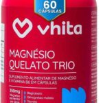 Vhita Magnesio Quelato Trio, Dimalato, Bisglicinato e Taurato, com Vitamina B6, 60 Cápsulas